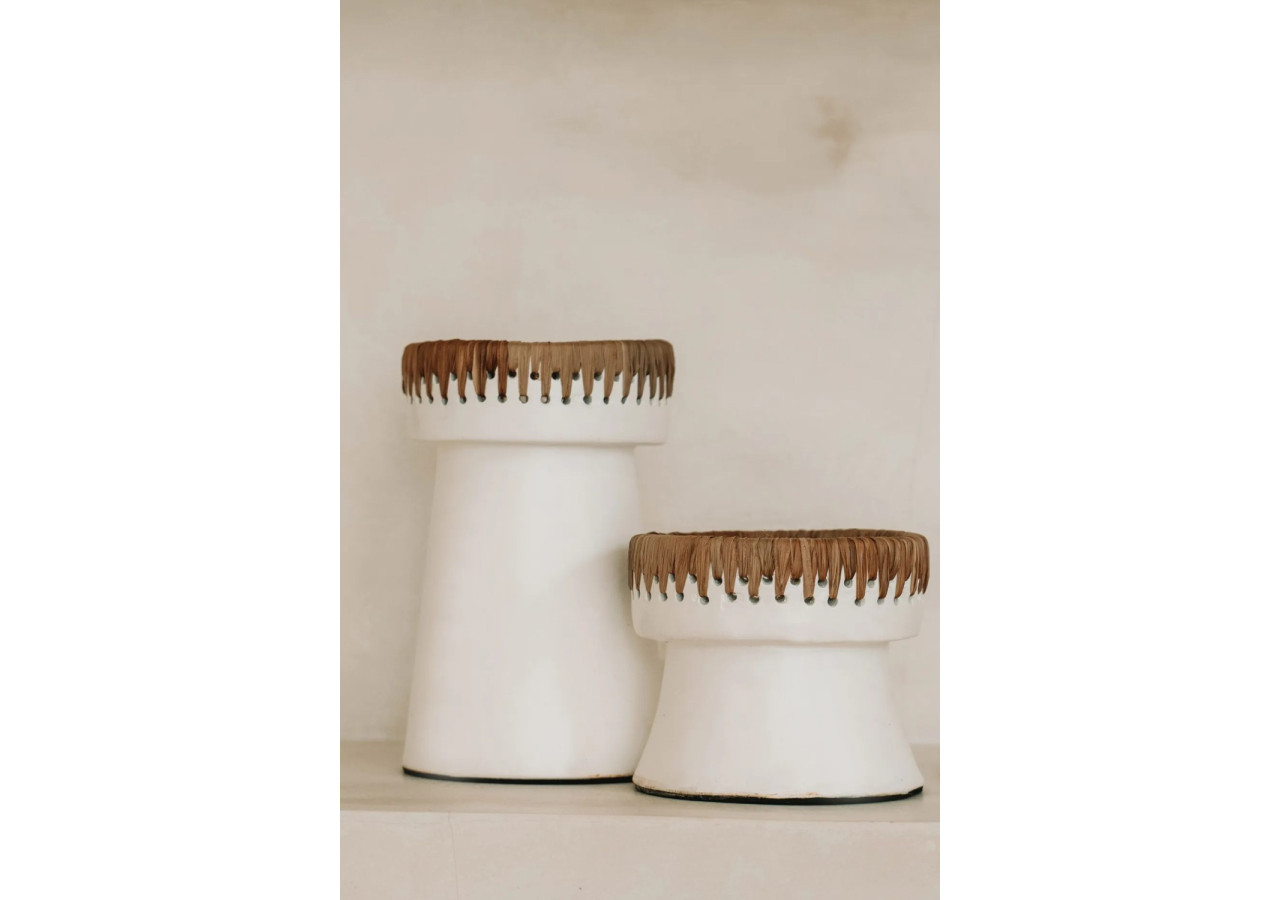 Bougeoir Élégant - Terracotta blanc petite taille - JABR045WN-S - Bazar Bizar