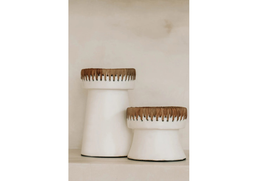 Bougeoir Élégant - Terracotta blanc petite taille - JABR045WN-S - Bazar Bizar