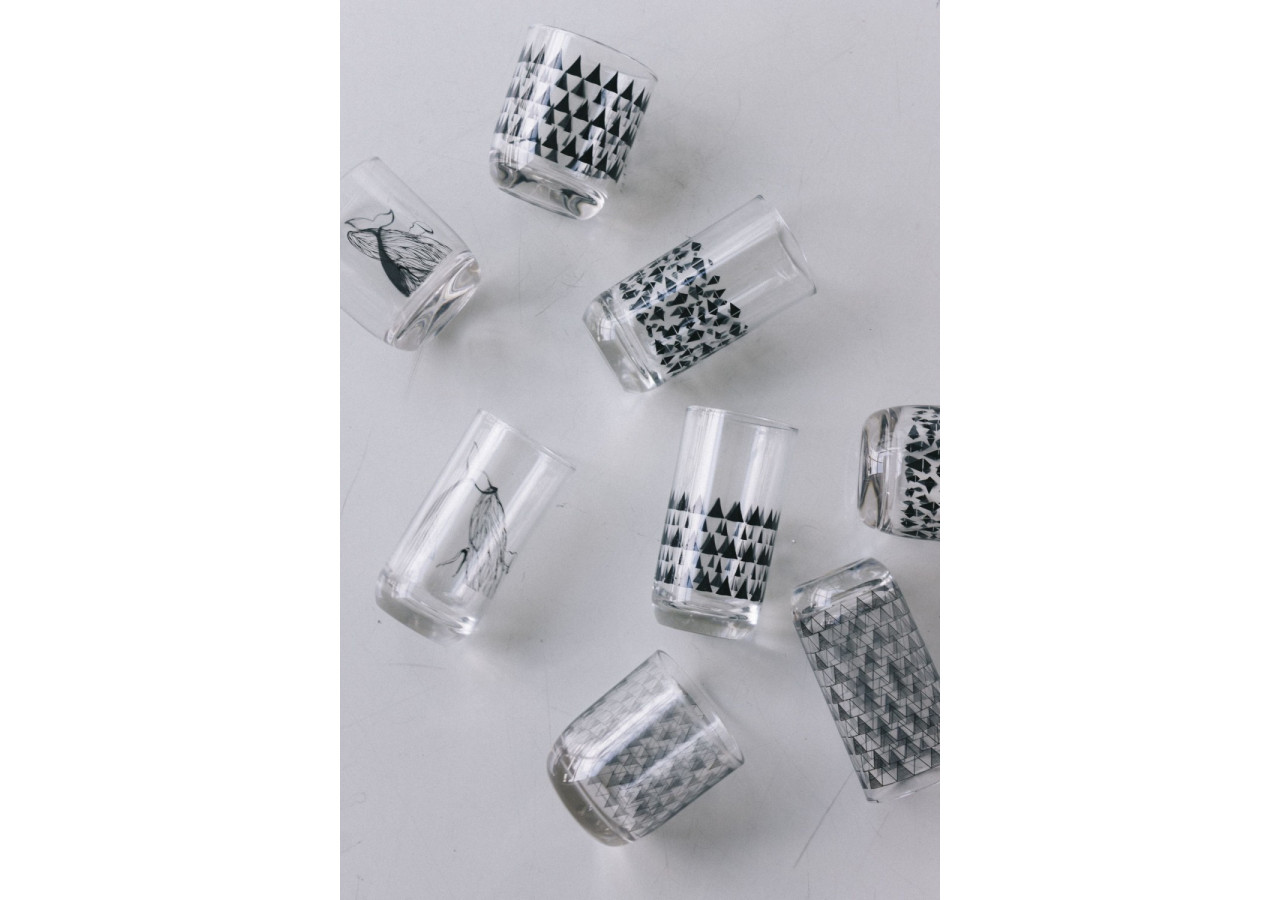 Verre Drinken Haut - Motifs Argentés et Diamants, 6,5 x 12,5 cm - TD 016679 - TAK Design