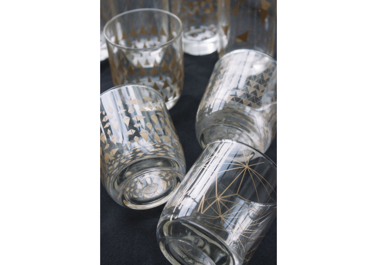 Verre Drinken Haut - Motifs Argentés et Diamants, 6,5 x 12,5 cm - TD 016679 - TAK Design