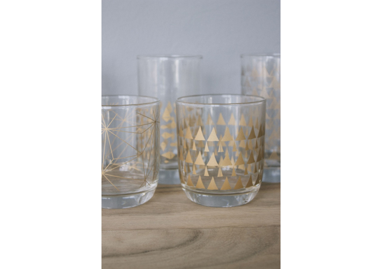 Verre Drinken Haut - Motifs Argentés et Diamants, 6,5 x 12,5 cm - TD 016679 - TAK Design