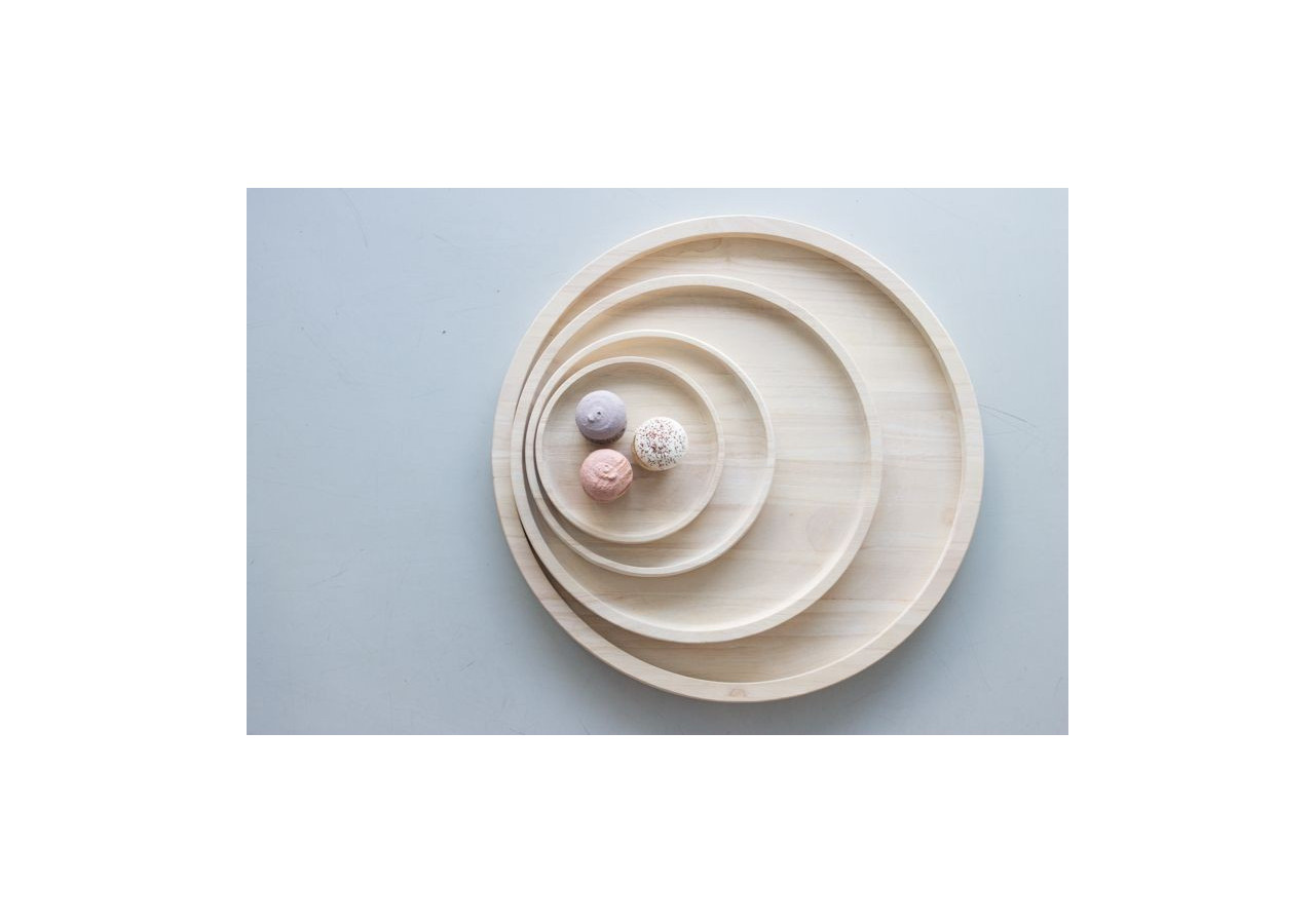 Plateau Rondi M - Bois de caoutchouc fait main, 2 cm d'épaisseur - TD 018772 - TAK Design