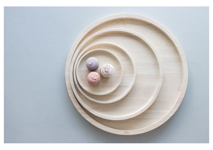 Plateau Rondi M - Bois de caoutchouc fait main, 2 cm d'épaisseur - TD 018772 - TAK Design