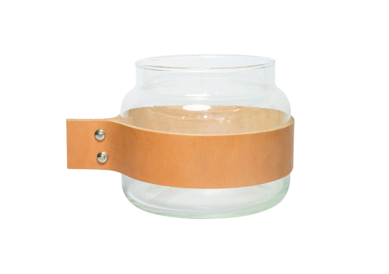Verre à Eau Wrap Me - 6.7 x 12.3 cm avec bande en cuir - TD 017300 - TAK Design