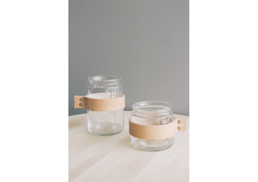 Verre à Eau Drinken - Avec Band en Cuir Naturel 10 x 18 cm - TD 017331 - TAK Design