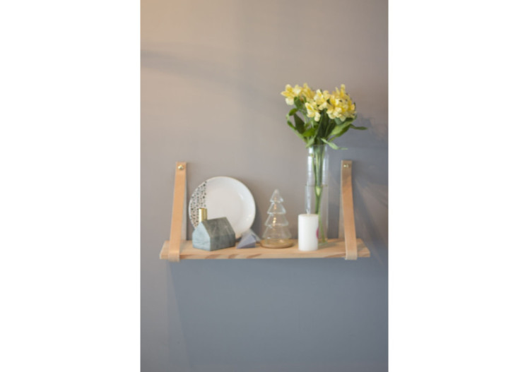 Étagère en Bois Shelfie - Design Écologique avec Bandes en Cuir - TD 019021 - TAK Design 2