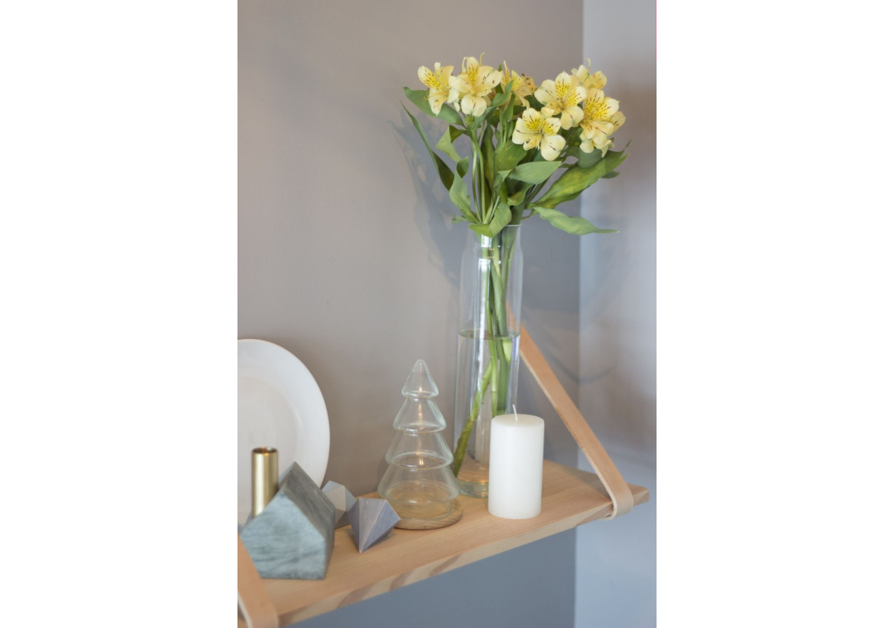 Étagère en Bois Shelfie - Design Écologique avec Bandes en Cuir - TD 019021 - TAK Design