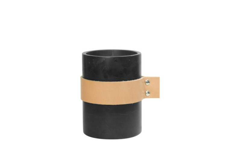 Vase en Marbre avec Bandes en Cuir 10 x 12 cm - Élégance et Durabilité - TD 017829 - TAK Design