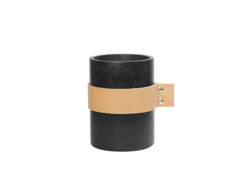 Vase en Marbre avec Bandes en Cuir 10 x 12 cm - Élégance et Durabilité - TD 017829 - TAK Design
