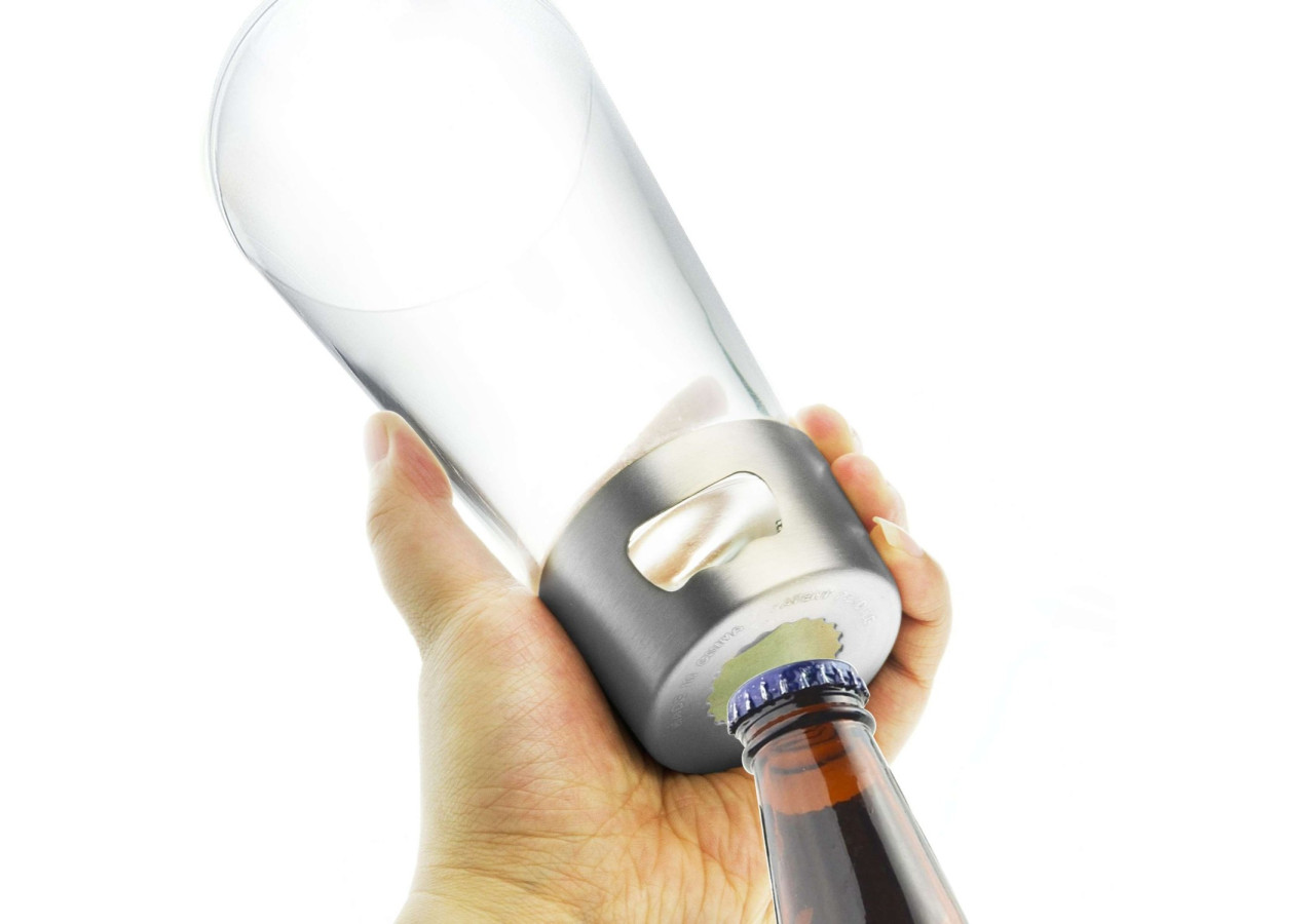 Verre à bière avec ouvre-bouteille - Pratique et innovant - AN 009525 - Asobu