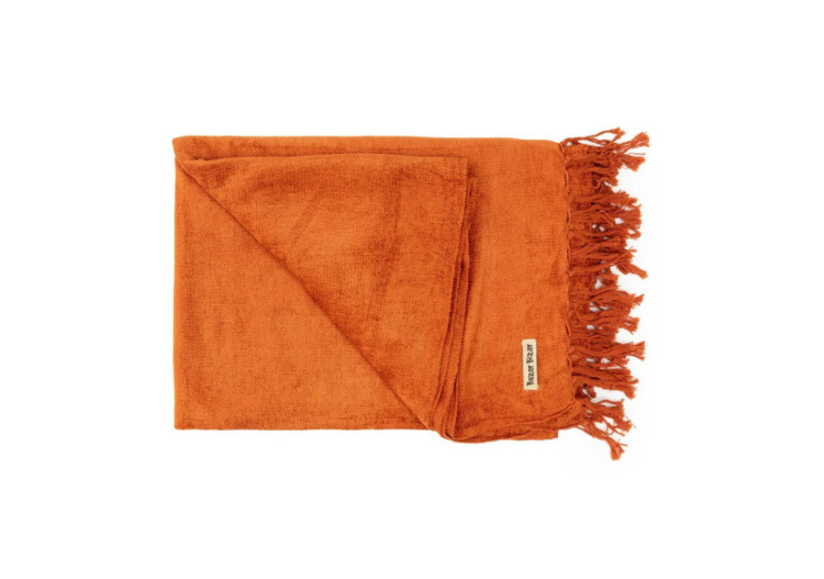 Plaid S'il Vous Plaid - Velours Rouille 40 - INIE002RuV - Bazar Bizar