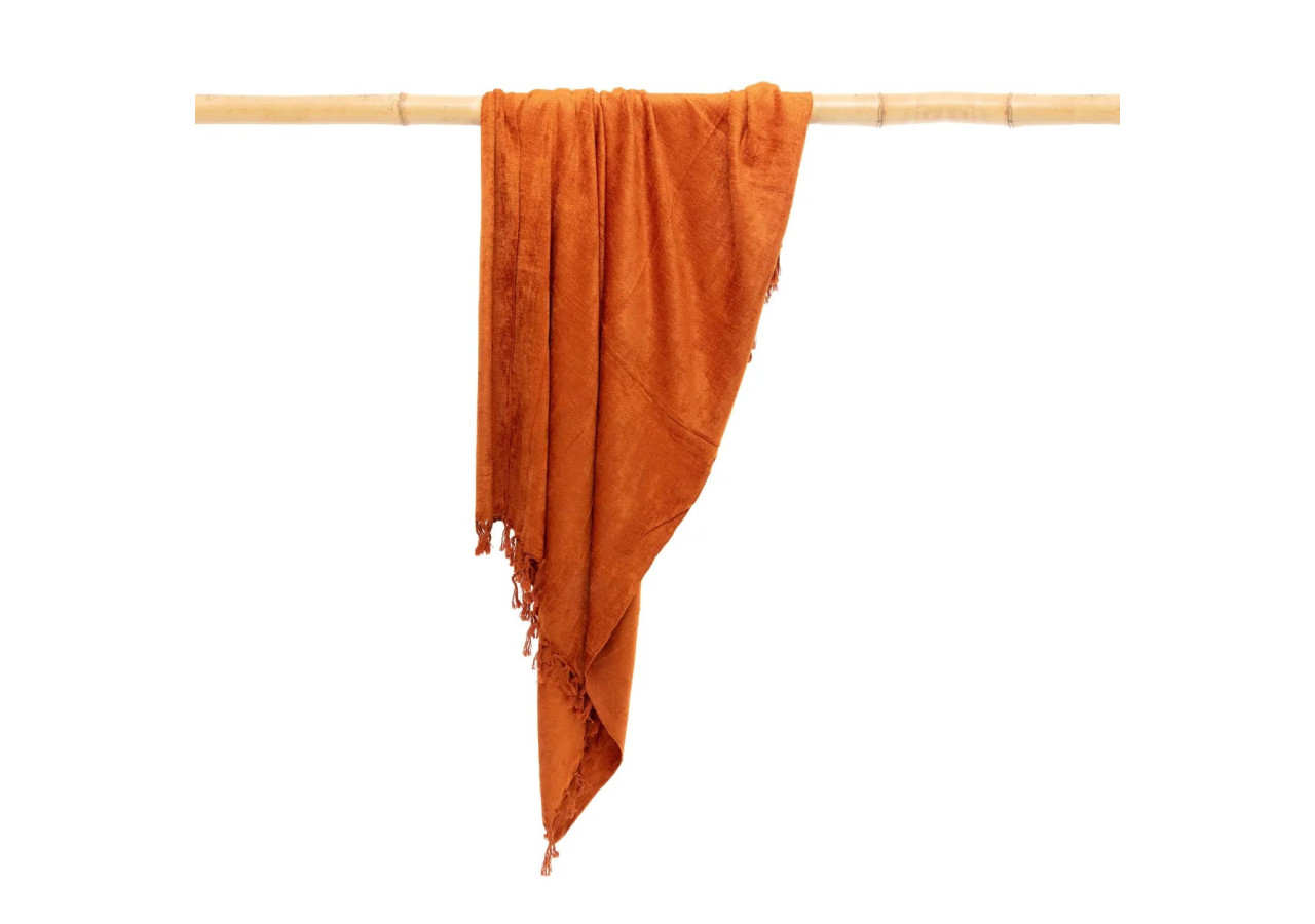 Plaid S'il Vous Plaid - Velours Rouille 40 - INIE002RuV - Bazar Bizar