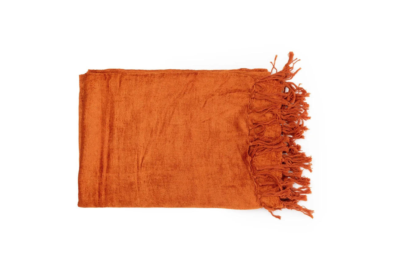 Plaid S'il Vous Plaid - Velours Rouille 40 - INIE002RuV - Bazar Bizar