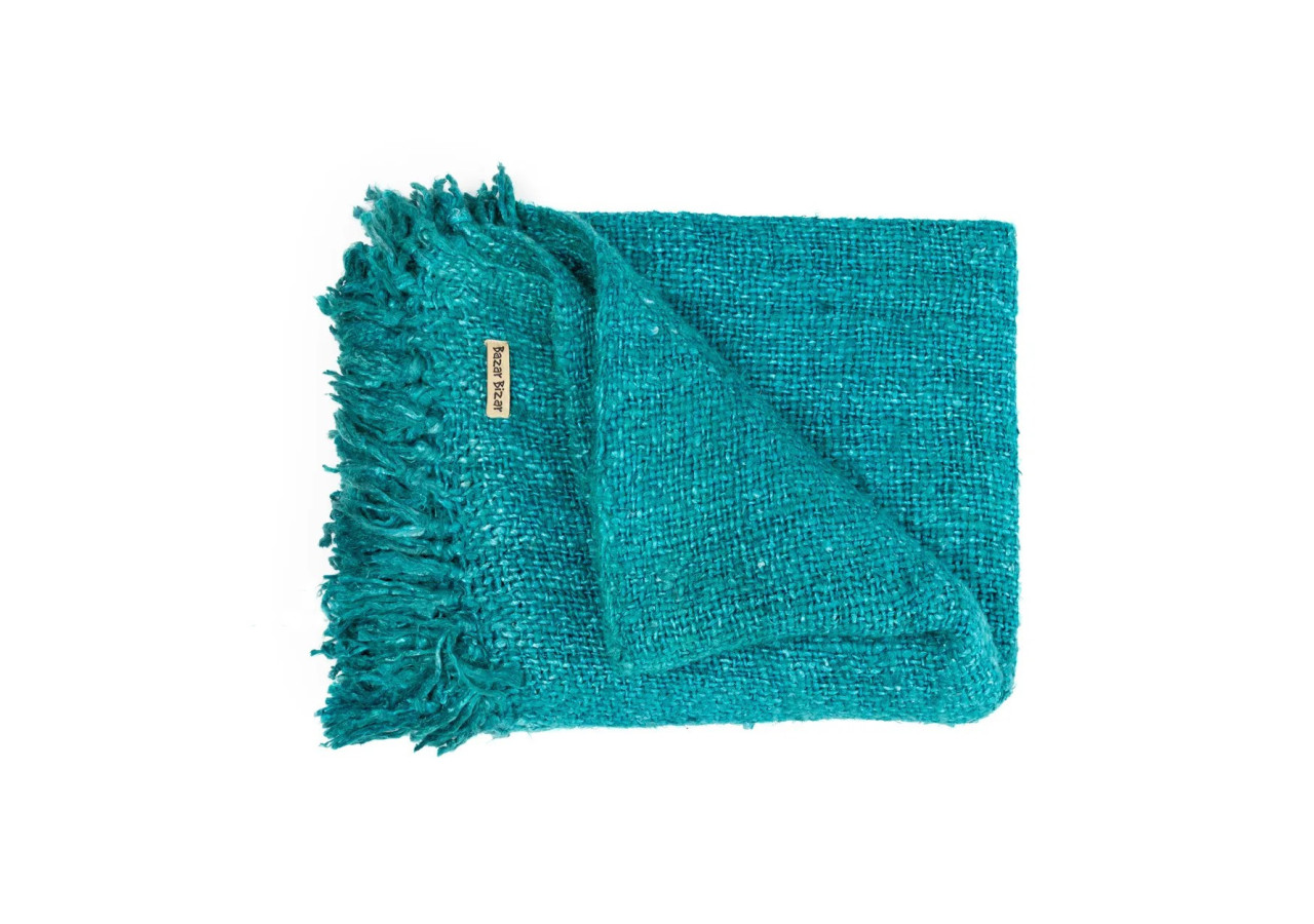 Plaid S'il Vous Plaid - Coton Aqua 40 - INIE002AQ - Bazar Bizar