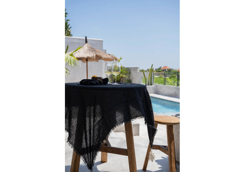 Nappe en Lin - Noir - 150x200 cm - INMAX002B-150x200 - Bazar Bizar