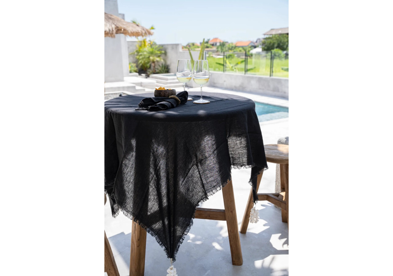 Nappe en Lin - Noir - 150x200 cm - INMAX002B-150x200 - Bazar Bizar