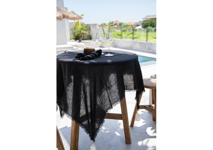 Nappe en Lin - Noir - 150x200 cm - INMAX002B-150x200 - Bazar Bizar