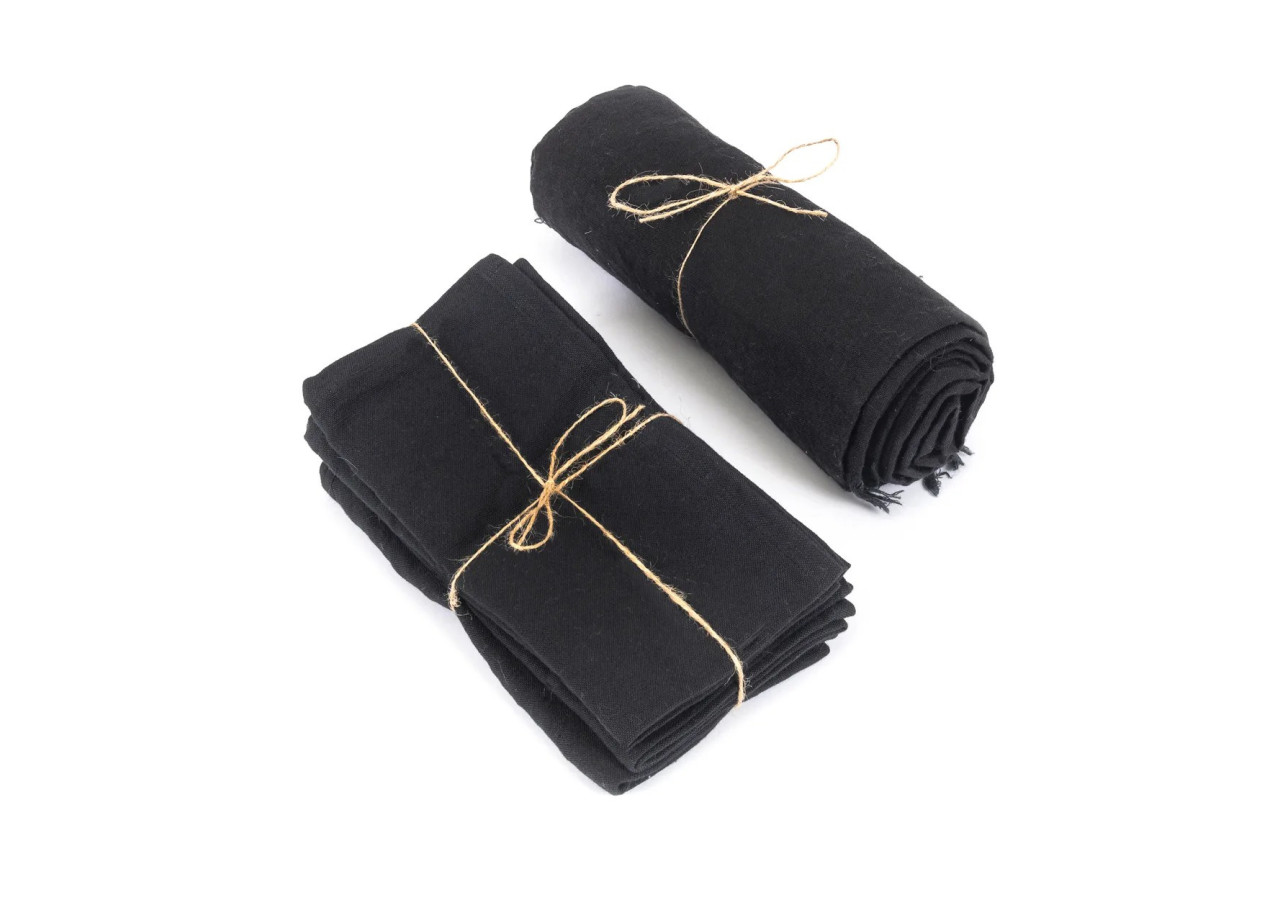 Nappe en Lin - Noir - 150x200 cm - INMAX002B-150x200 - Bazar Bizar
