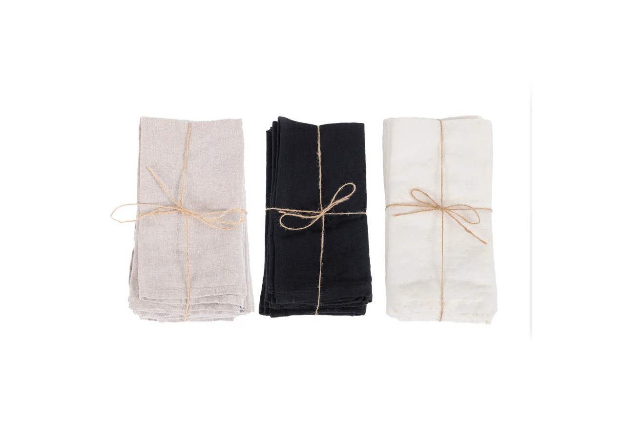 Serviettes en Lin - Beige - Set de 4 - INMAX001Be-45x45-SET4 - Bazar Bizar