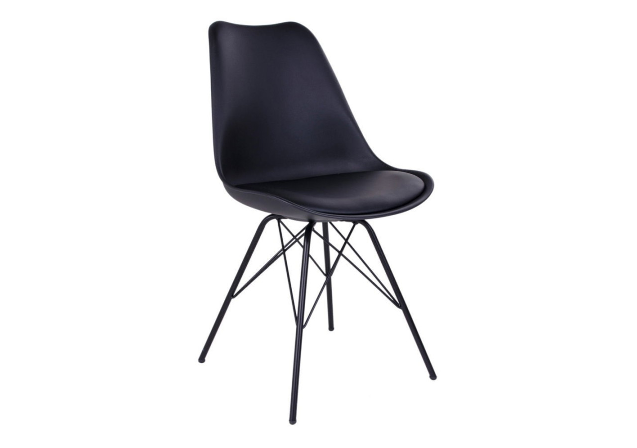 Chaise de Salle à Manger Oslo - Noir avec Pieds Noirs - 1001001 - House Nordic