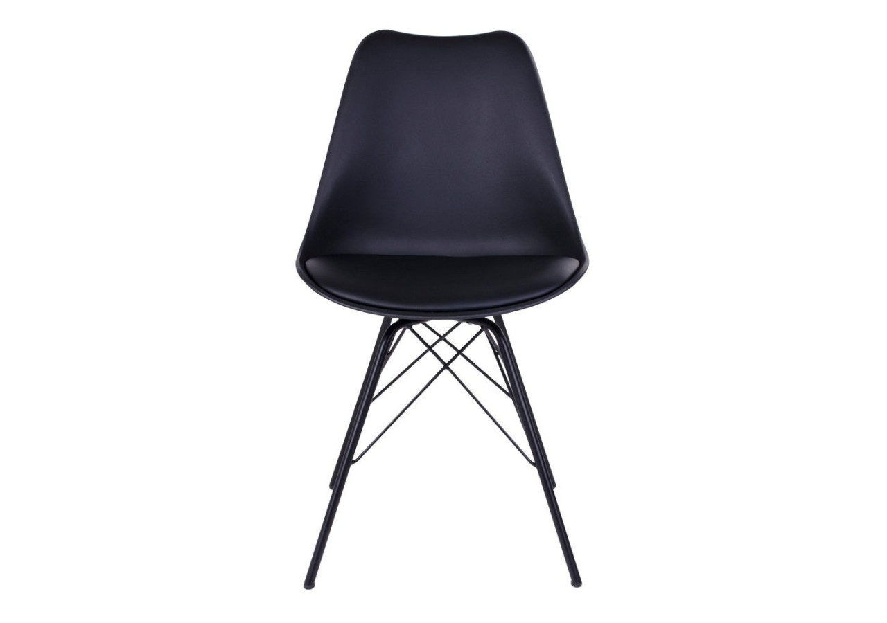 Chaise de Salle à Manger Oslo - Noir avec Pieds Noirs - 1001001 - House Nordic