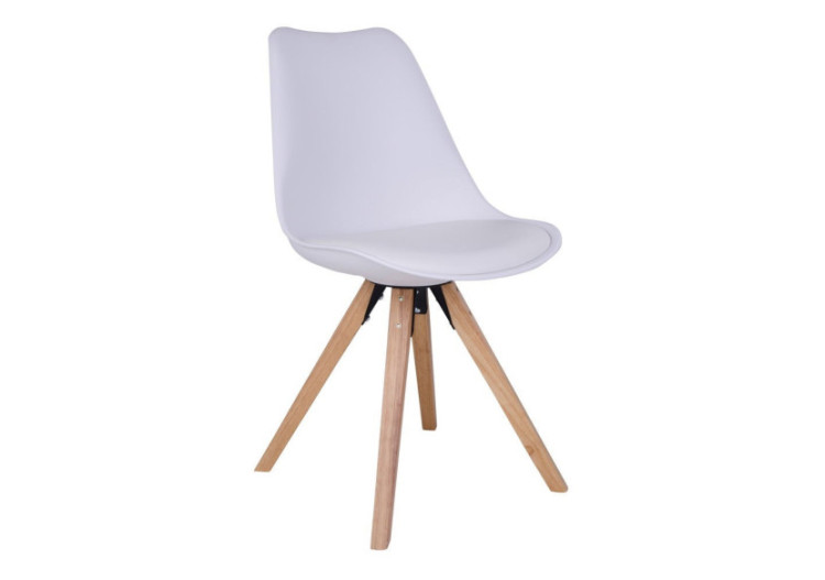 Chaise de Salle à Manger Bergen - Blanc avec Pieds en Bois Naturel - 1001020 - House Nordic