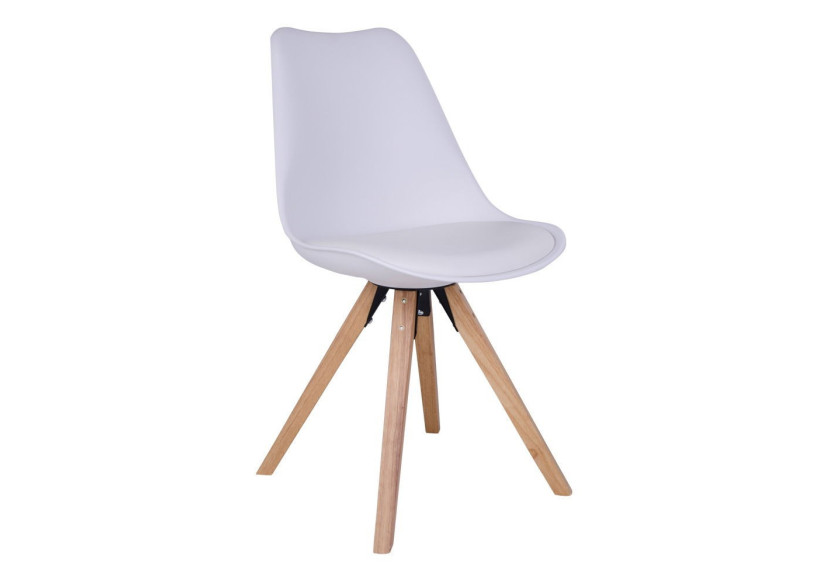 Chaise de Salle à Manger Bergen - Blanc avec Pieds en Bois Naturel - 1001020 - House Nordic