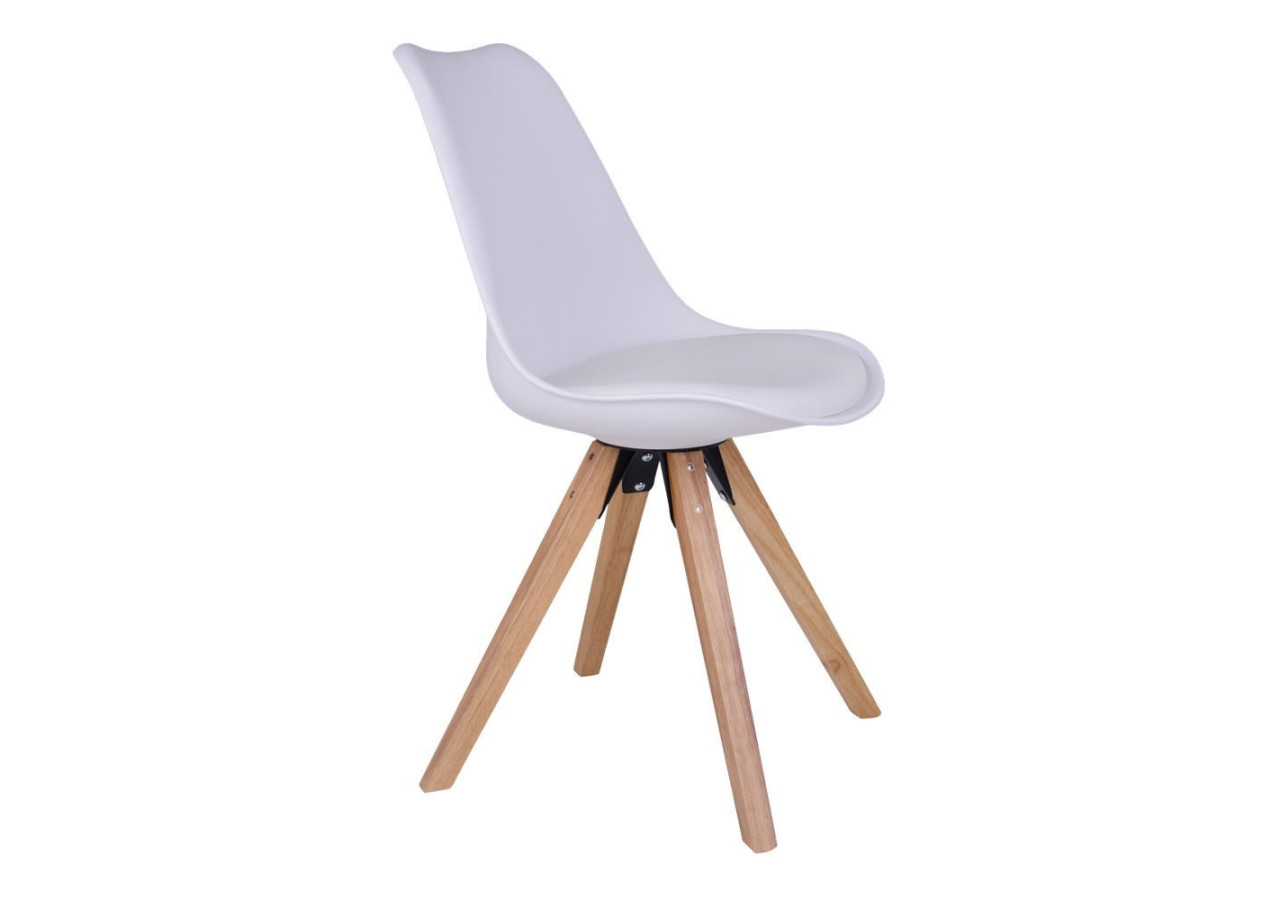 Chaise de Salle à Manger Bergen - Blanc avec Pieds en Bois Naturel - 1001020 - House Nordic