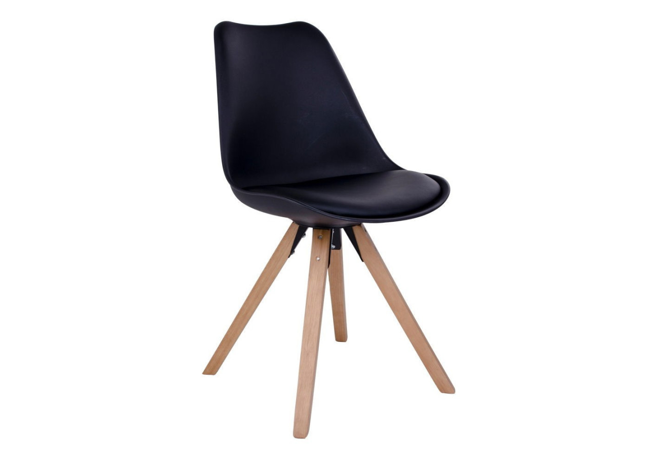 Chaise de Salle à Manger Bergen - Noir avec Pieds en Bois Naturel - 1001022 - House Nordic
