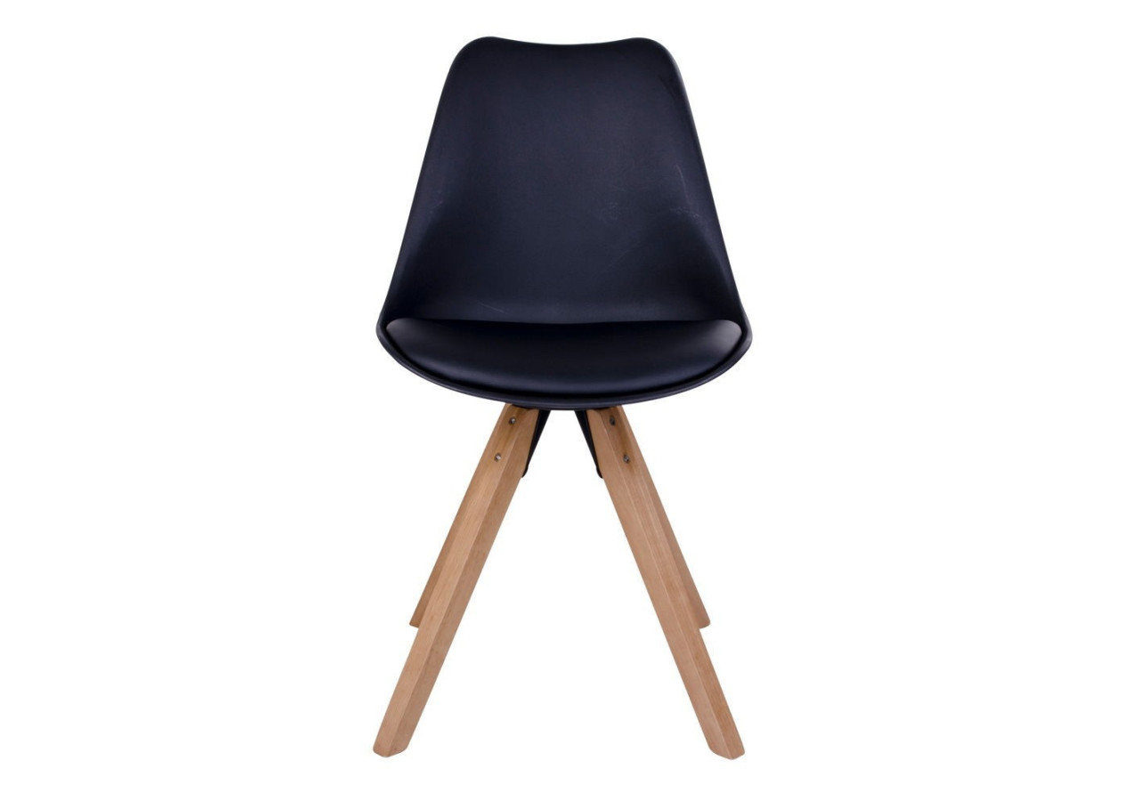 Chaise de Salle à Manger Bergen - Noir avec Pieds en Bois Naturel - 1001022 - House Nordic