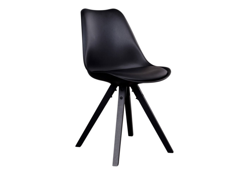 Chaise de Salle à Manger Bergen - Noir avec Pieds en Bois Noir - 1001023 - House Nordic