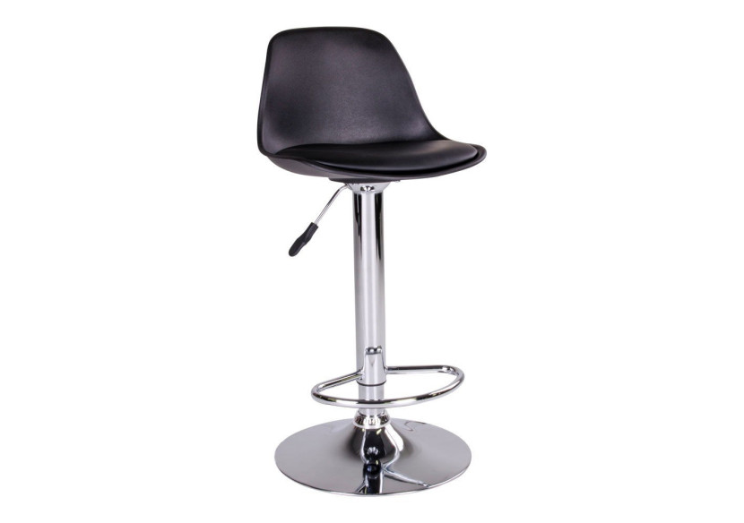 Chaise de Bar Trondheim - Noir avec pieds en chrome - 1001080 - House Nordic