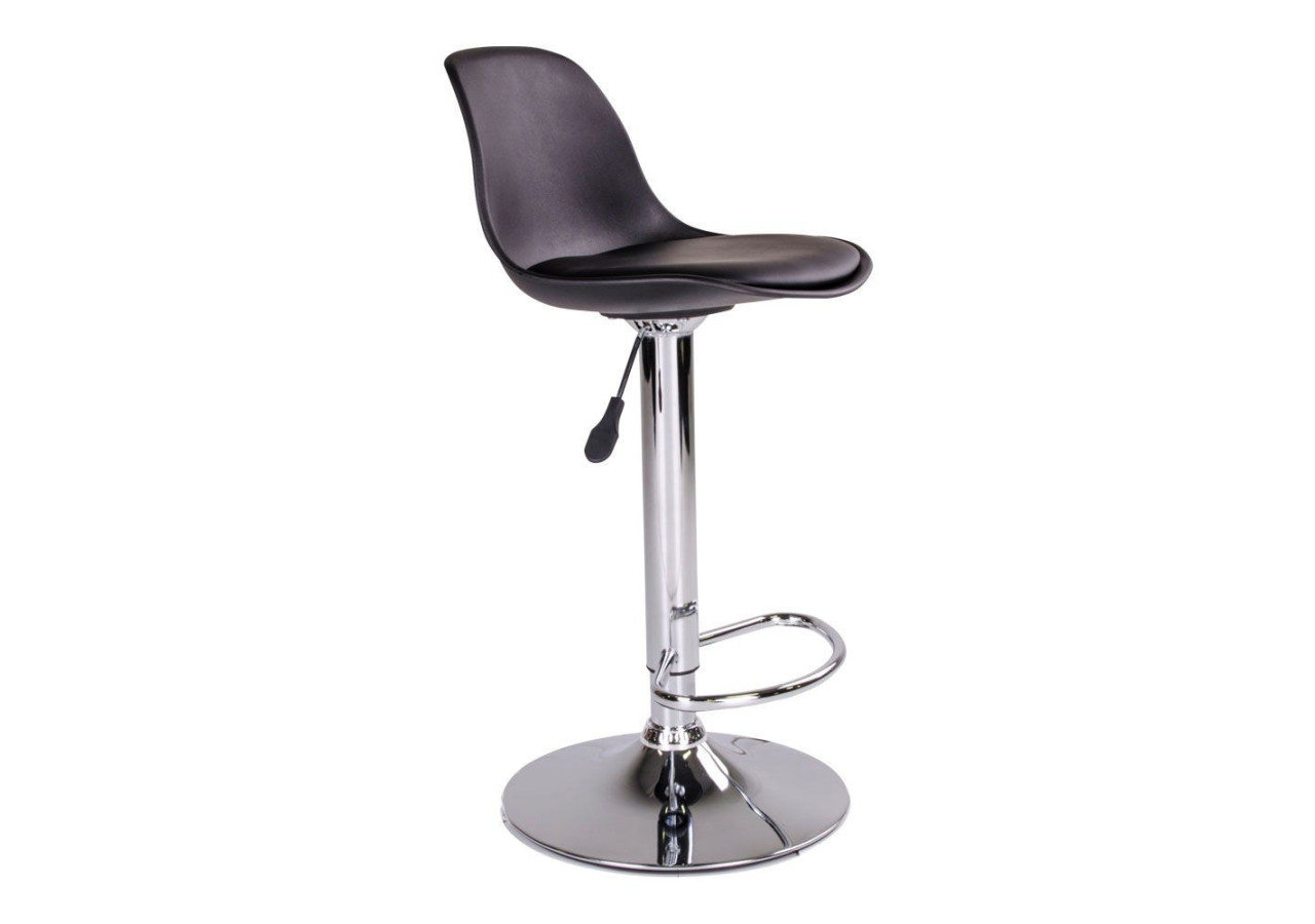 Chaise de Bar Trondheim - Noir avec pieds en chrome - 1001080 - House Nordic