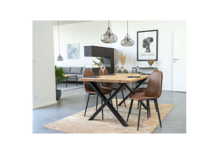 Chaise de Salle à Manger Stockholm - Vintage brun clair avec pieds noirs - 1001115 - House Nordic 2