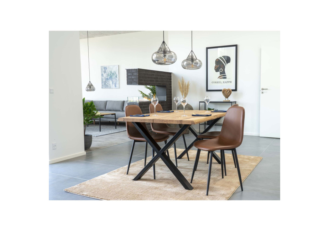 Chaise de Salle à Manger Stockholm - Vintage brun clair avec pieds noirs - 1001115 - House Nordic
