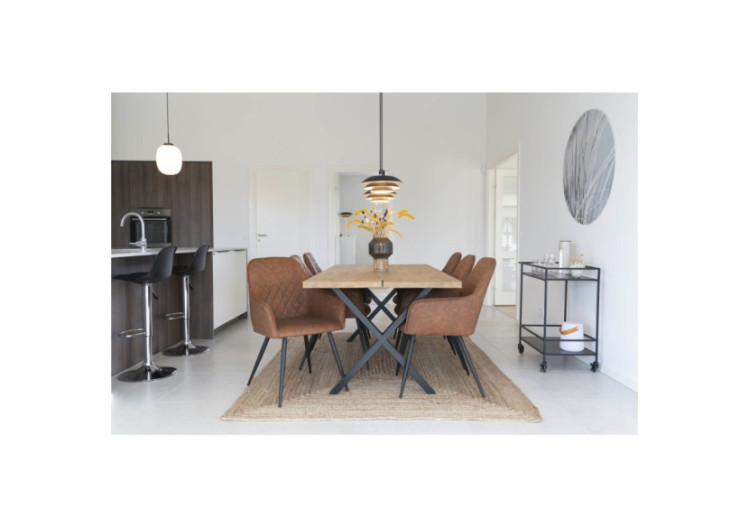 Chaise de Salle à Manger Harbo - Vintage brun avec pieds noirs - 1001150 - House Nordic 2
