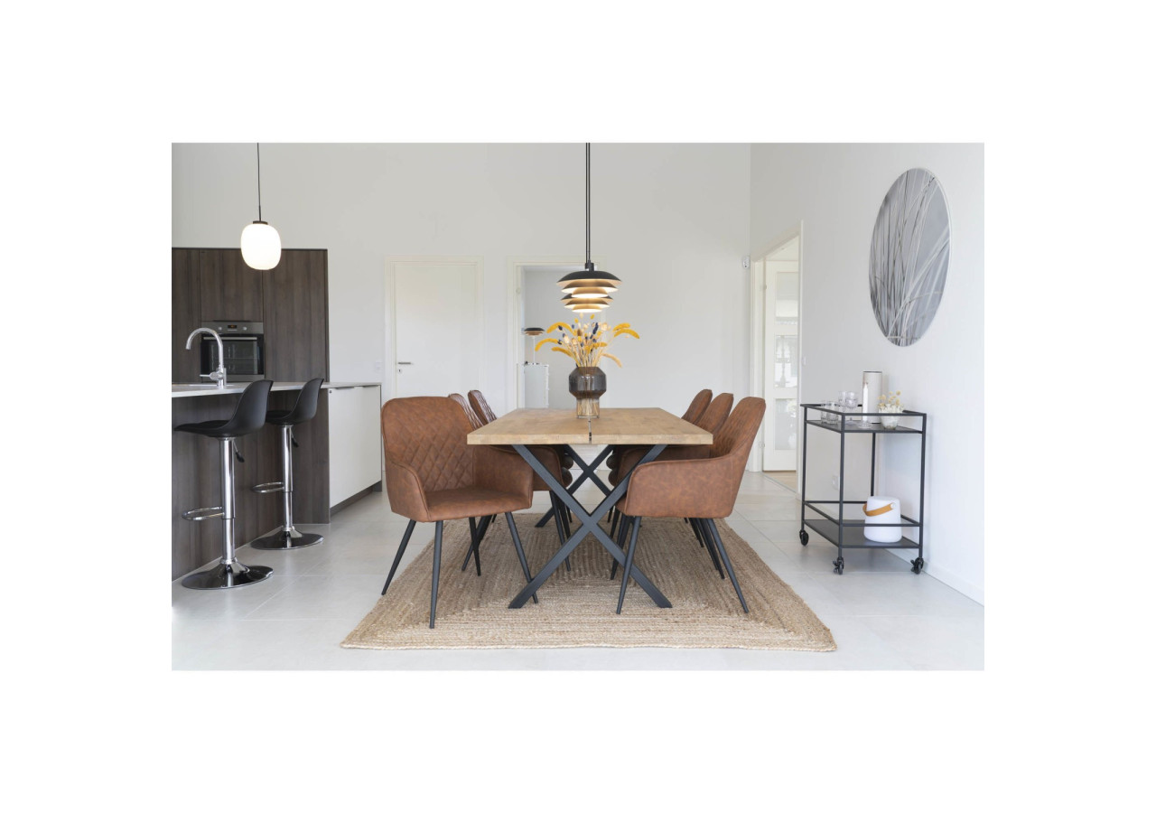 Chaise de Salle à Manger Harbo - Vintage brun avec pieds noirs - 1001150 - House Nordic