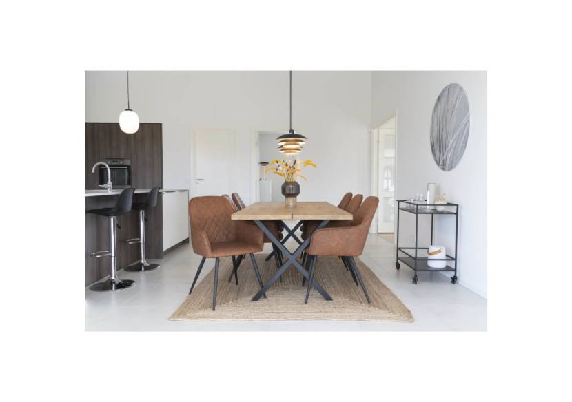 Chaise de Salle à Manger Harbo - Vintage brun avec pieds noirs - 1001150 - House Nordic Chaise de Salle à Manger Harbo - Vintage brun avec pieds noirs - 1001150 - House Nordic