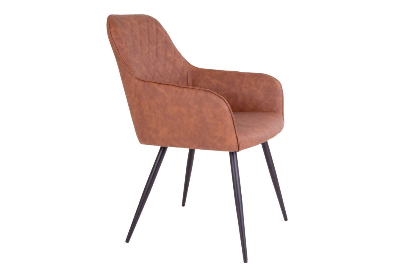 Chaise de Salle à Manger Harbo - Vintage brun avec pieds noirs - 1001150 - House Nordic