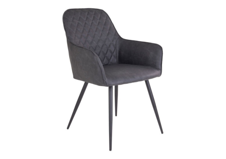 Chaise de Salle à Manger Harbo - Gris foncé avec pieds noirs - 1001152 - House Nordic