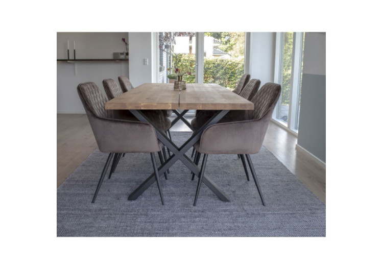 Chaise de Salle à Manger Harbo - Velours champignon avec pieds noirs - 1001154 - House Nordic 2