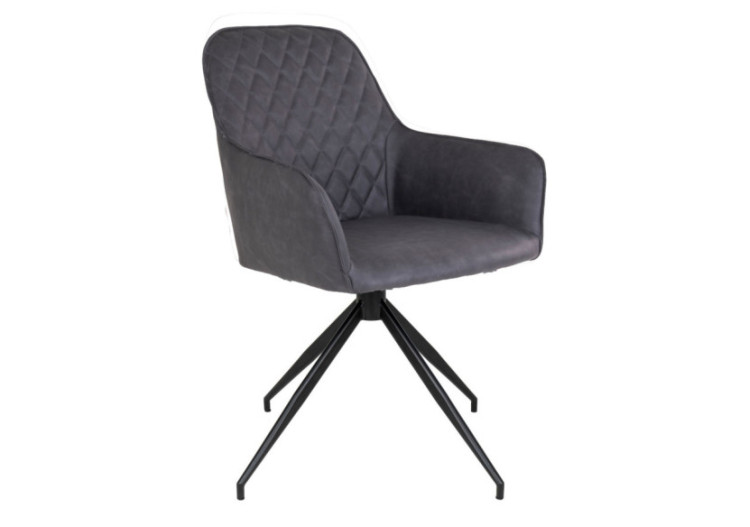 Chaise de Salle à Manger Harbo avec Rotation - Gris foncé avec pieds noirs - 1001166 - House Nordic