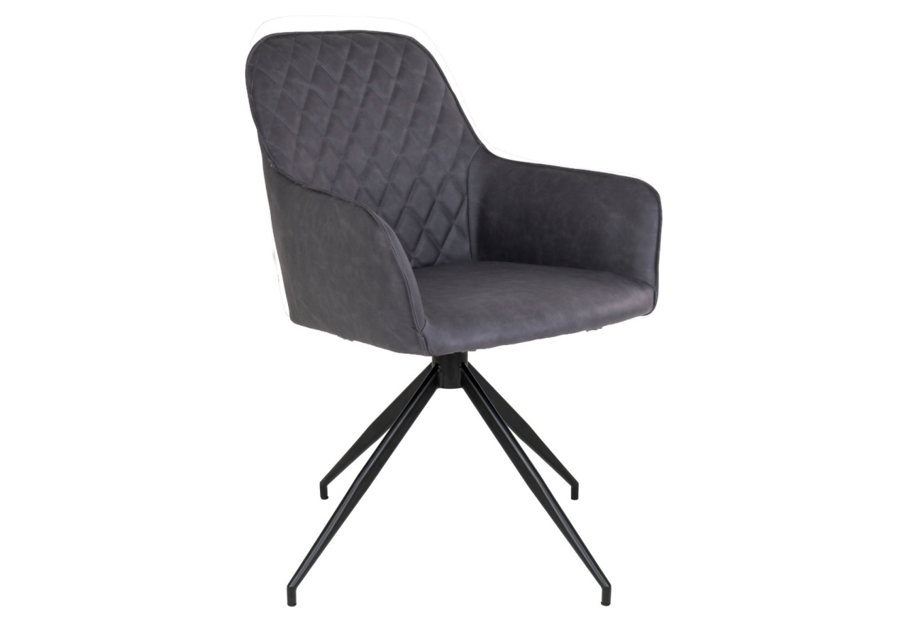 Chaise de Salle à Manger Harbo avec Rotation - Gris foncé avec pieds noirs - 1001166 - House Nordic