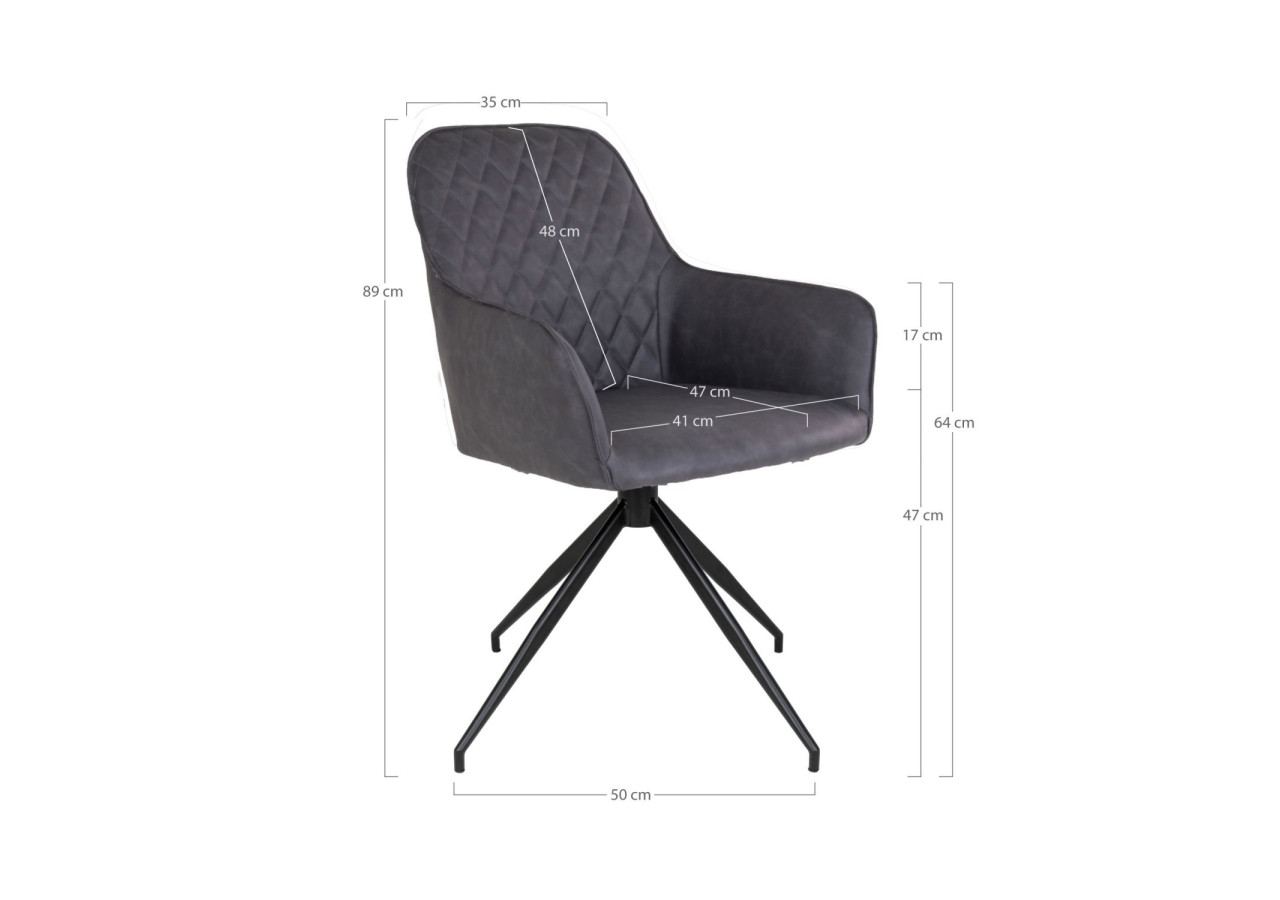 Chaise de Salle à Manger Harbo avec Rotation - Gris foncé avec pieds noirs - 1001166 - House Nordic