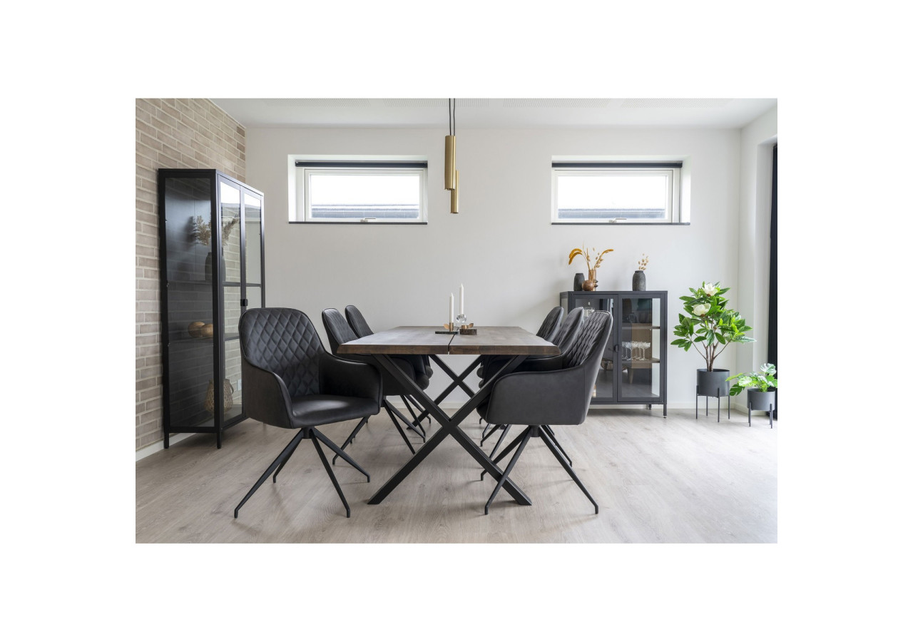Chaise de Salle à Manger Harbo avec Rotation - Gris foncé avec pieds noirs - 1001166 - House Nordic