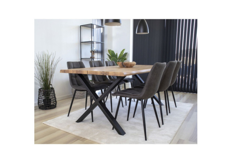 Chaise de Salle à Manger Middelfart - Microfibre gris foncé avec pieds noirs - 1001192 - House Nordic 2