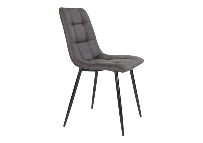 Chaise de Salle à Manger Middelfart - Microfibre gris foncé avec pieds noirs - 1001192 - House Nordic