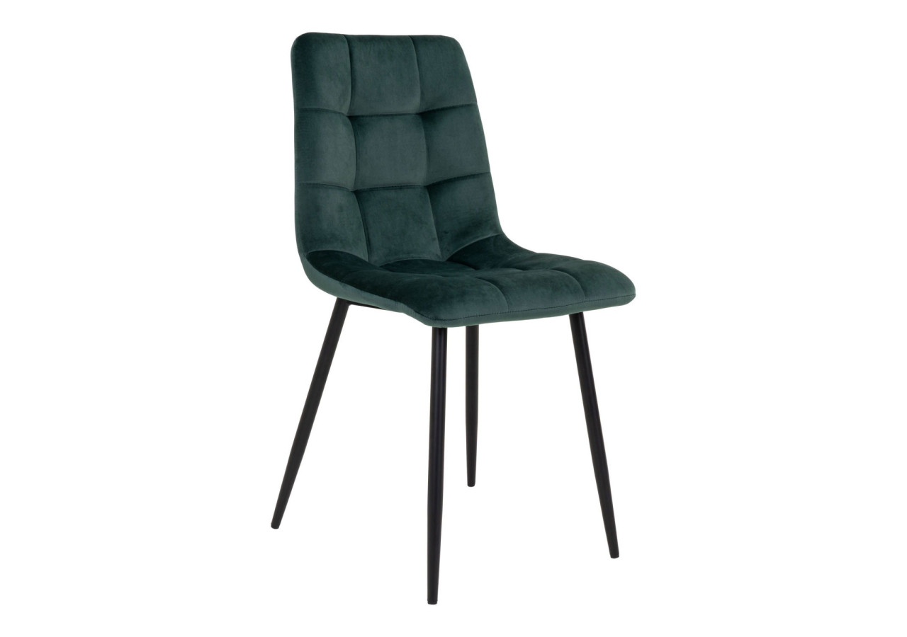 Chaise de Salle à Manger Middelfart - Velours vert foncé avec pieds noirs - 1001195 - House Nordic