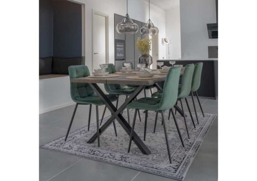 Chaise de Salle à Manger Middelfart - Velours vert foncé avec pieds noirs - 1001195 - House Nordic Chaise de Salle à Manger Middelfart - Velours vert foncé avec pieds noirs - 1001195 - House Nordic