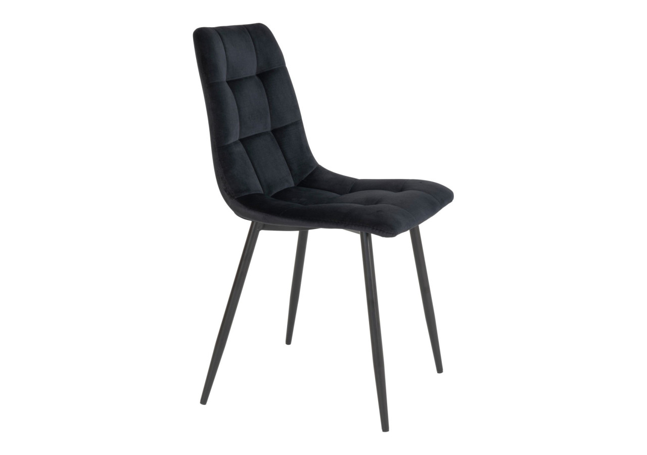 Chaise de Salle à Manger Middelfart - Velours noir avec pieds noirs - 1001196 - House Nordic